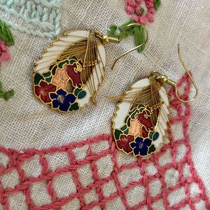 Cloisonné Unicorn Enamel Gold Earrings